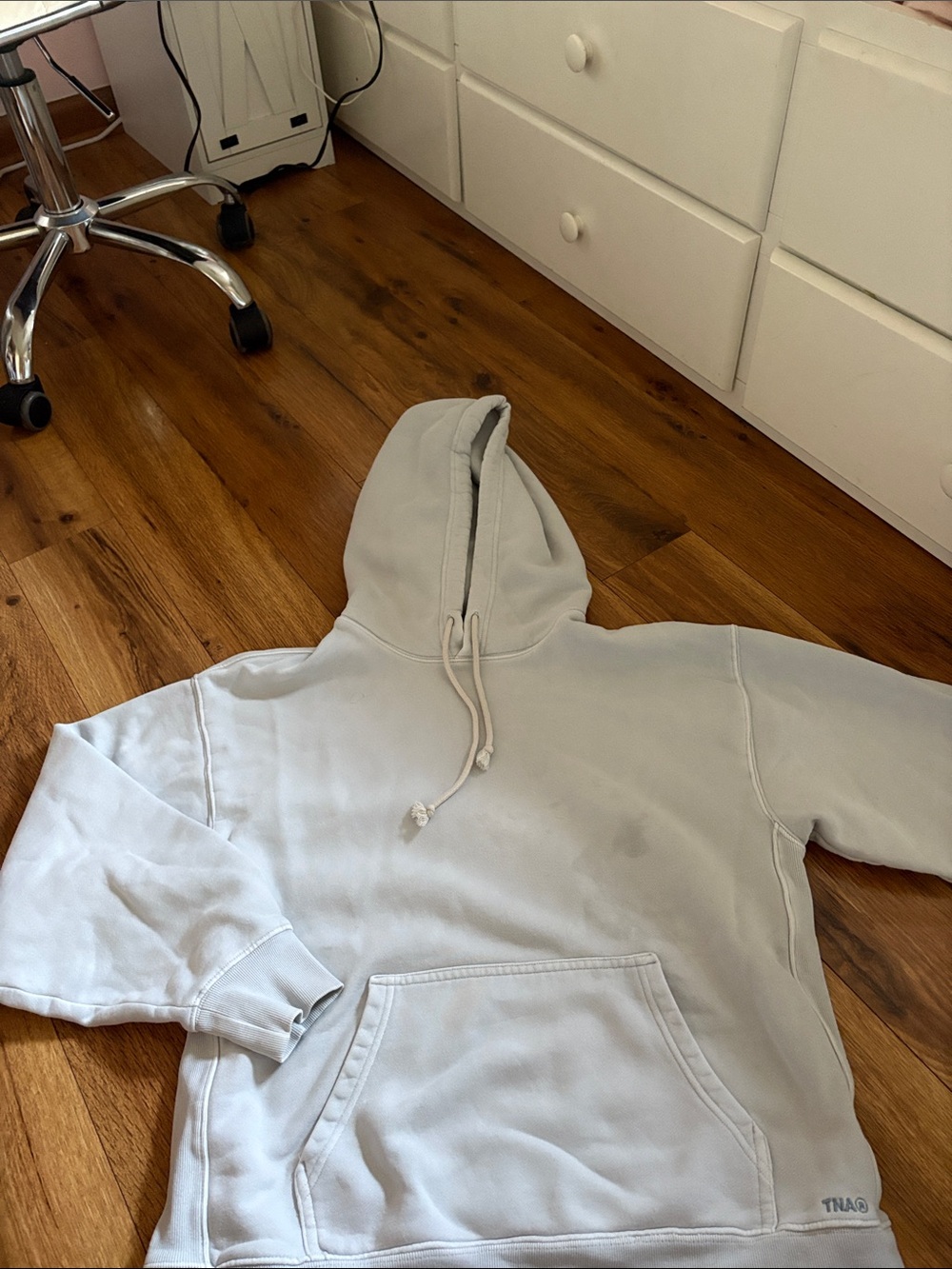TNA Sweatfleece Boyfriend Fit Hoodie in Pale Gray